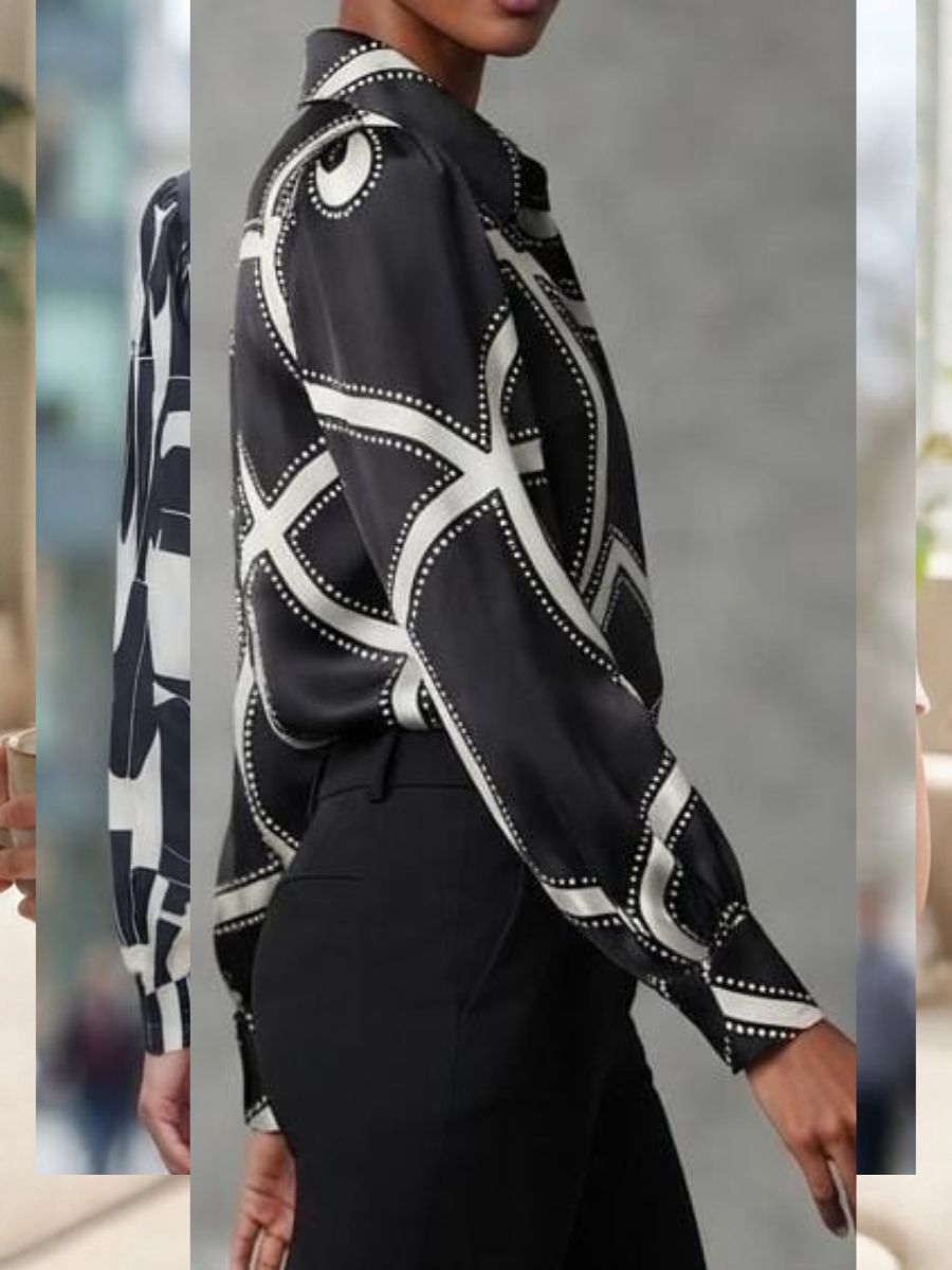 ModaFesta -black satin formal shirt